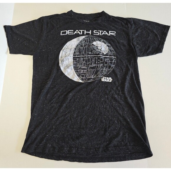 Fifth Sun T Shirt Large Star Wars Death Star Grid Diagram Black Speckled Tee - Picture 1 of 5